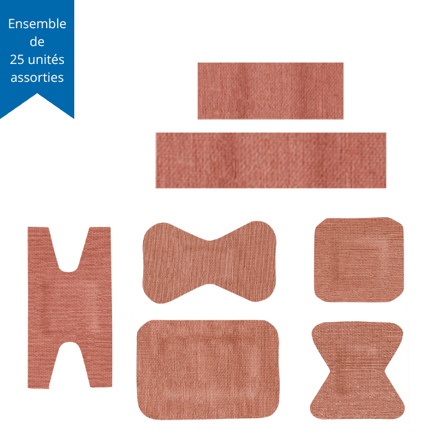 Pansements / Bandages adhésifs, stériles, de tailles assorties-Paquet de 25 Pansements / Bandages adhésifs, stériles, de tailles assorties-Paquet de 25