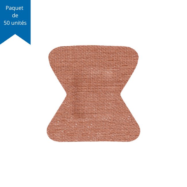 Pansements / Bandages adhésifs stériles en tissu – Grand bout de doigt 4,5 cm x 5 cm (1-3/4 po x 3 po) – Paquet de 50 unités