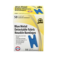Pansements / Bandages adhésifs, stériles, en tissu, pour jointures (Bleu détectable) Pansements / Bandages adhésifs, stériles, en tissu, pour jointures (Bleu détectable)