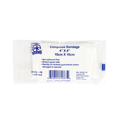 Pansements compressifs avec attaches, stériles-10.2 cm x 10.2 cm (4 po x 4 po)